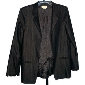 Women French Zadig & Voltaire Volly Stripe Franges Collar Blazer Size 38/US Med